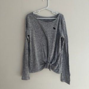 Abercrombie Kids Basic Grey Long-Sleeve Tee with Tie Girls 10